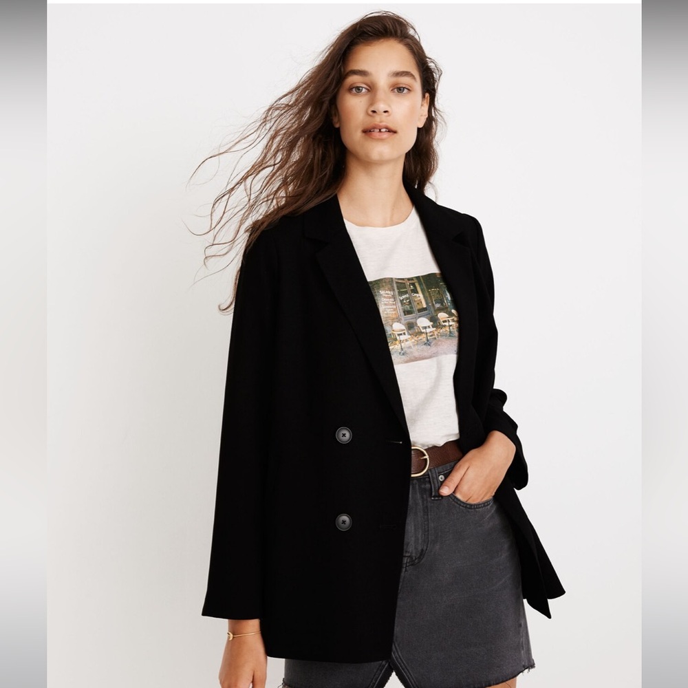 Madewell Caldwell Double Breasted Blazer‎ in Black Size XS